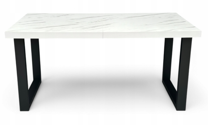 Stół prostokątny 90x160 rozkładany do 260 cm MARMUR biały   nogi metalowe