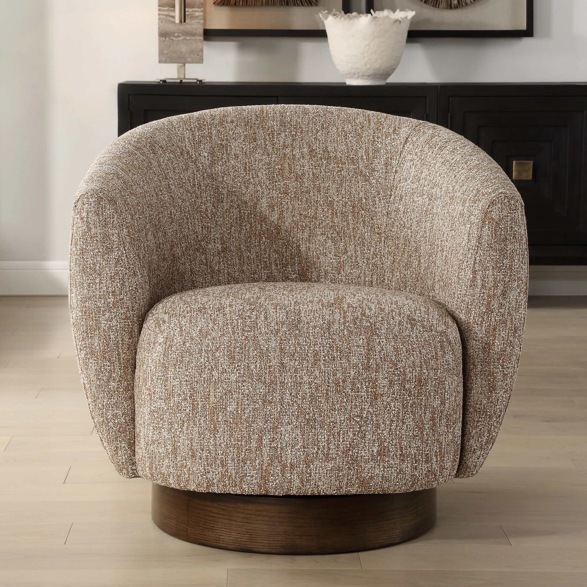 Solid Dunes Barrel Back Swivel Chair - 33 - Brown