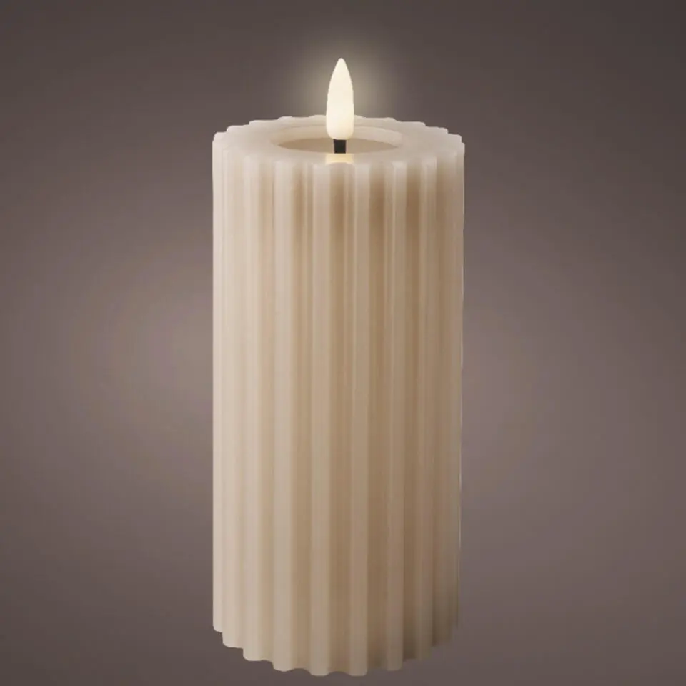 Lumineo LED kaars/stompkaars - lichtgrijs - D7,5 x H17,3 cm