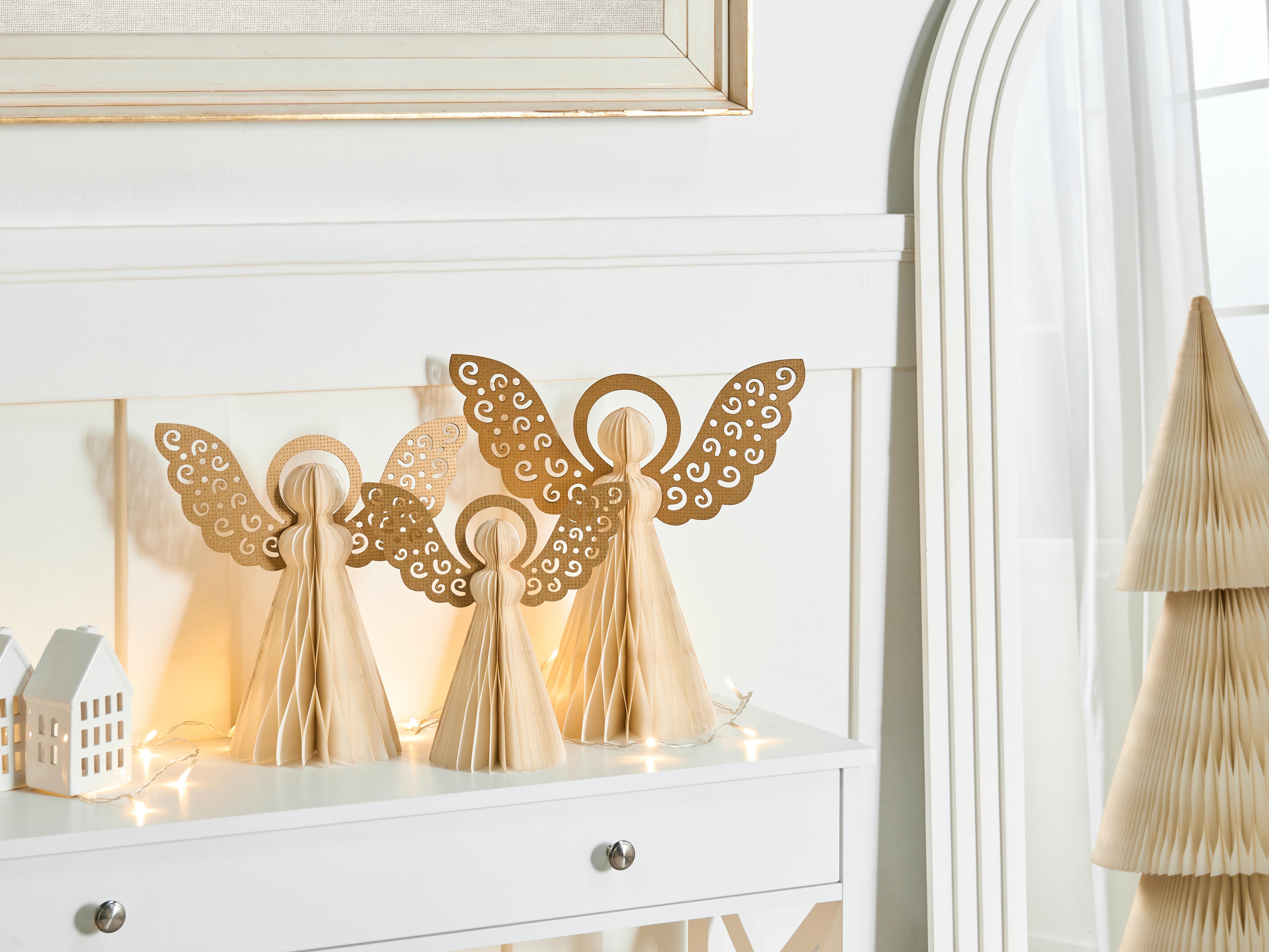 Set of 3 Figurines EIRA Angel 24/28/33 cm Beige
