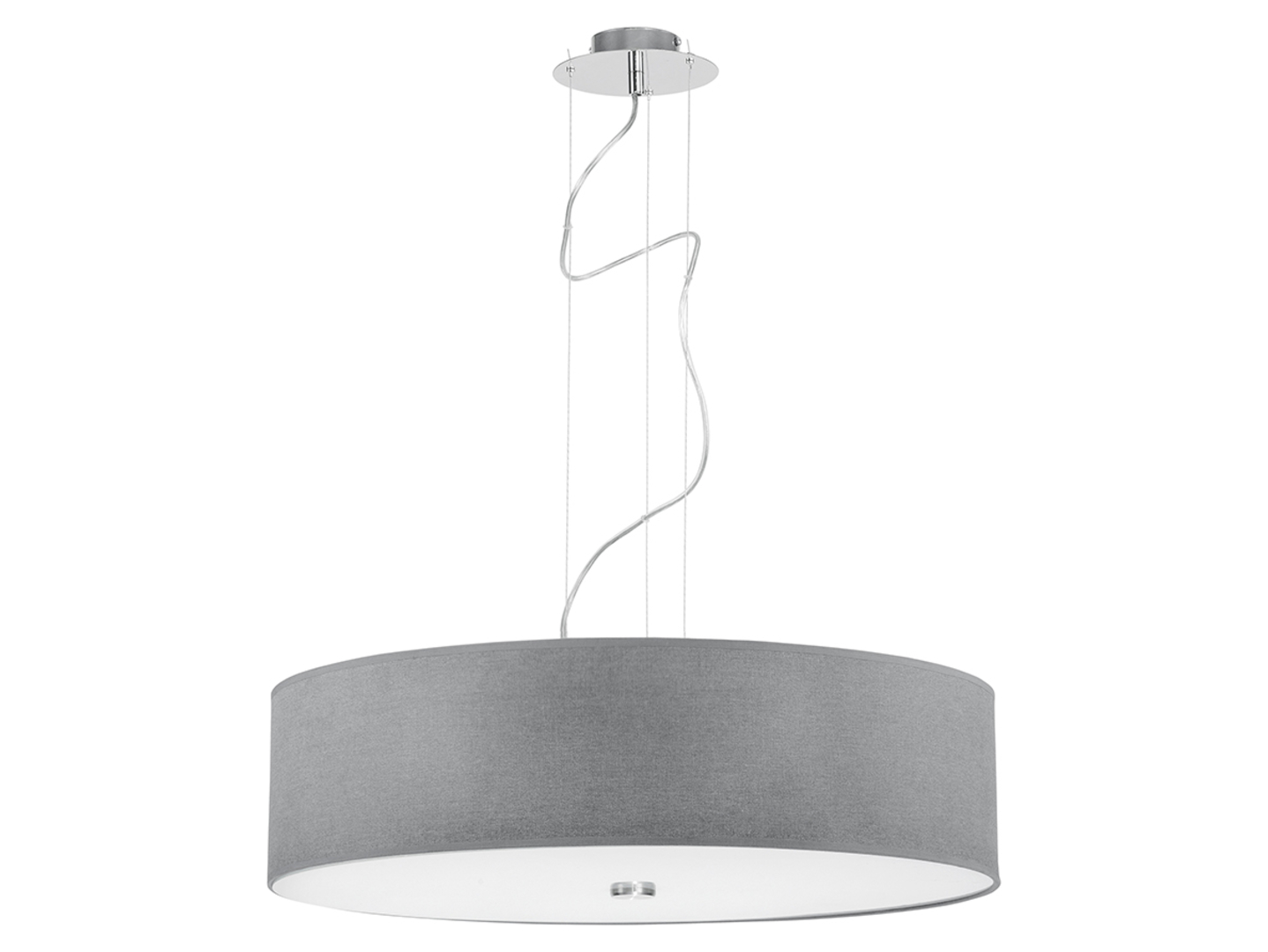 Lampa wisząca Viviane 3-punktowa tkaninowa szara