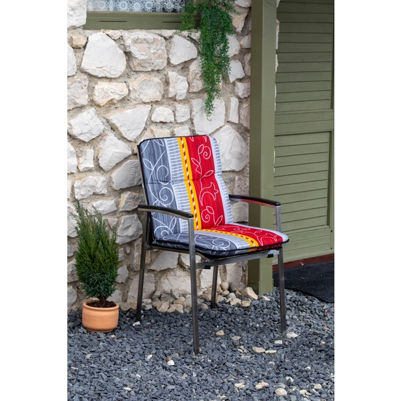 Niederlehnerauflage »Elmira«, 4er Set mit grau rot gelb Ranke, 96x47cm