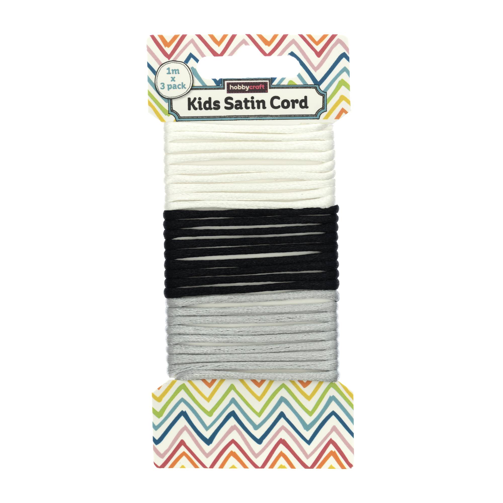 Monochrome Satin Cord 1m 3 Pack