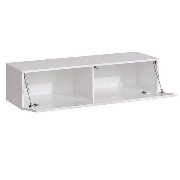 Meuble TV Loreto Komodee - Blanc Brillant et Blanc - Facades en Brillant - 200 x 30 x 41 cm