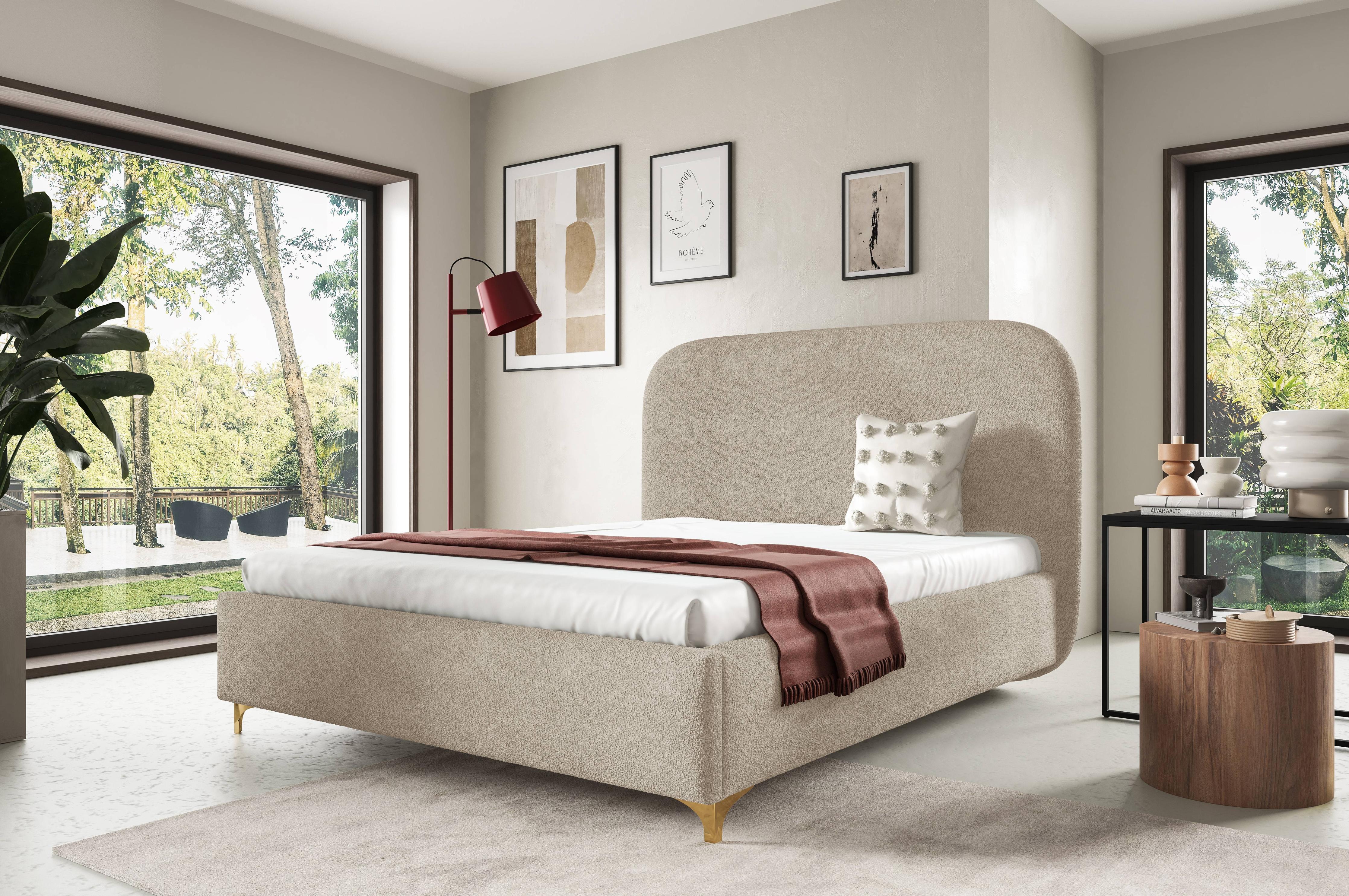 Bedframe Lisar bouclé met opbergruimte 160 x 200 cm