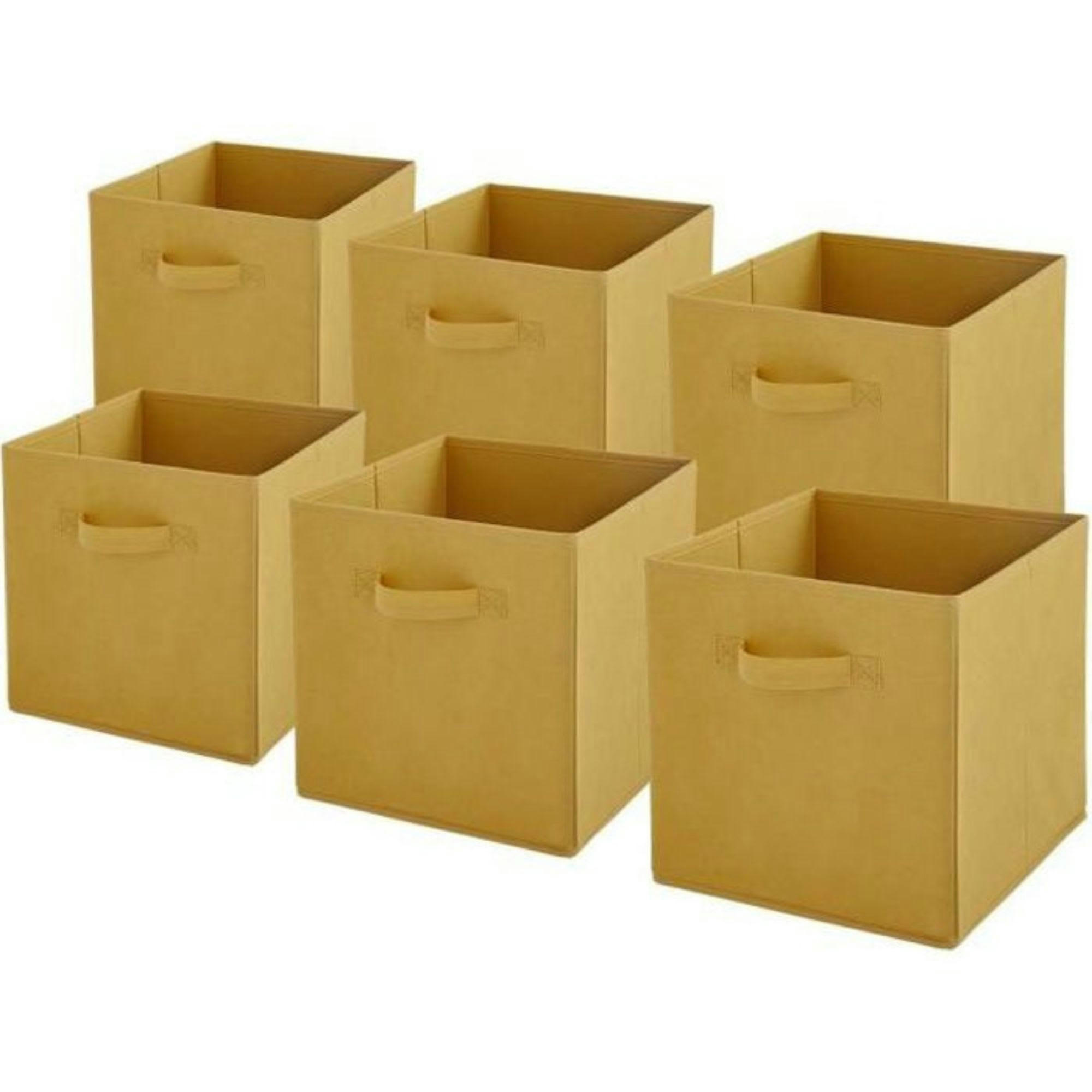 - Lot de 6 paniers  pliables en tissu jaune 31x31x31cm