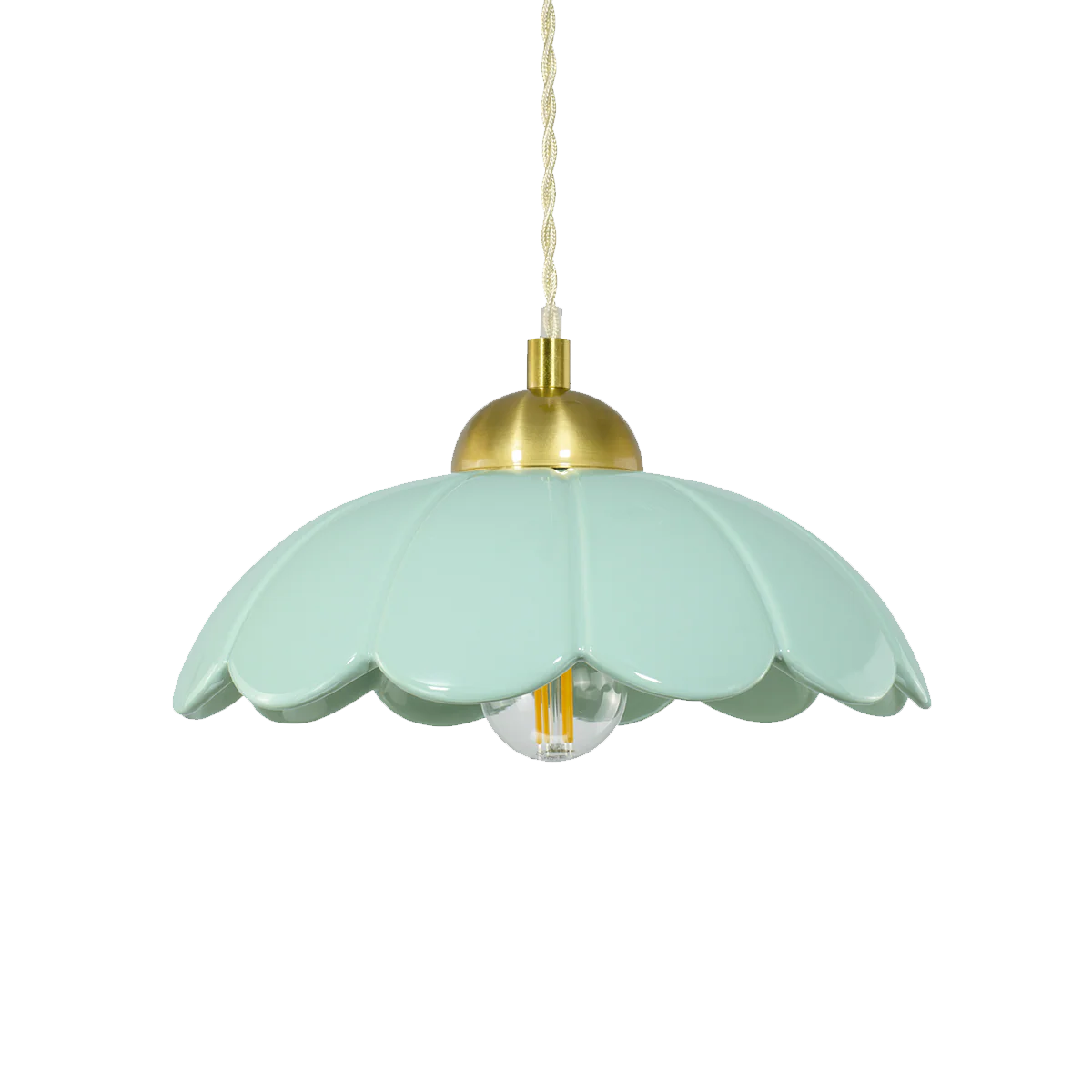 Suspension perle coloris vert d'eau 11,5 x 23 cm