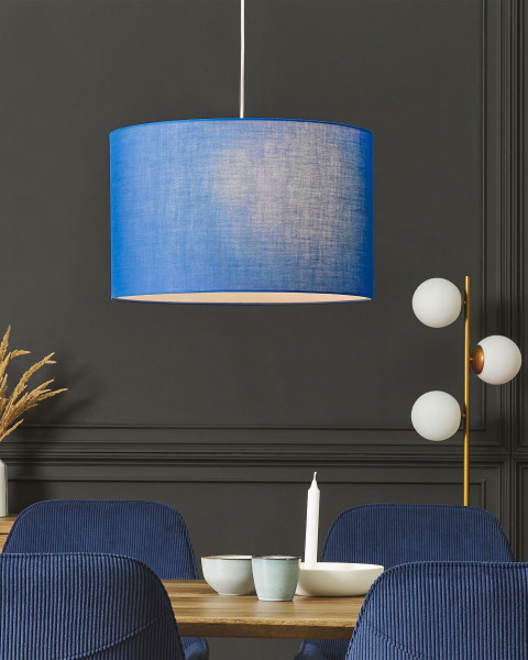 Lampa wisząca żyrandol tkanina niebieska