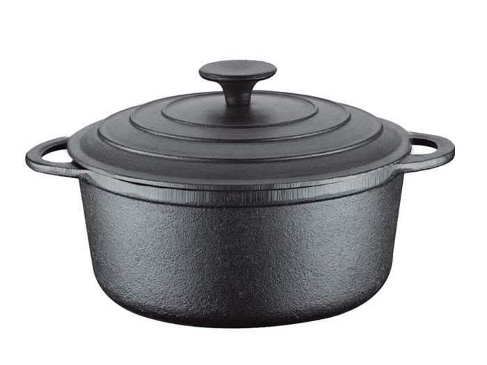Garnek żeliwny 2.4L 22cm indukcja na gaz czarny KINGHOFF