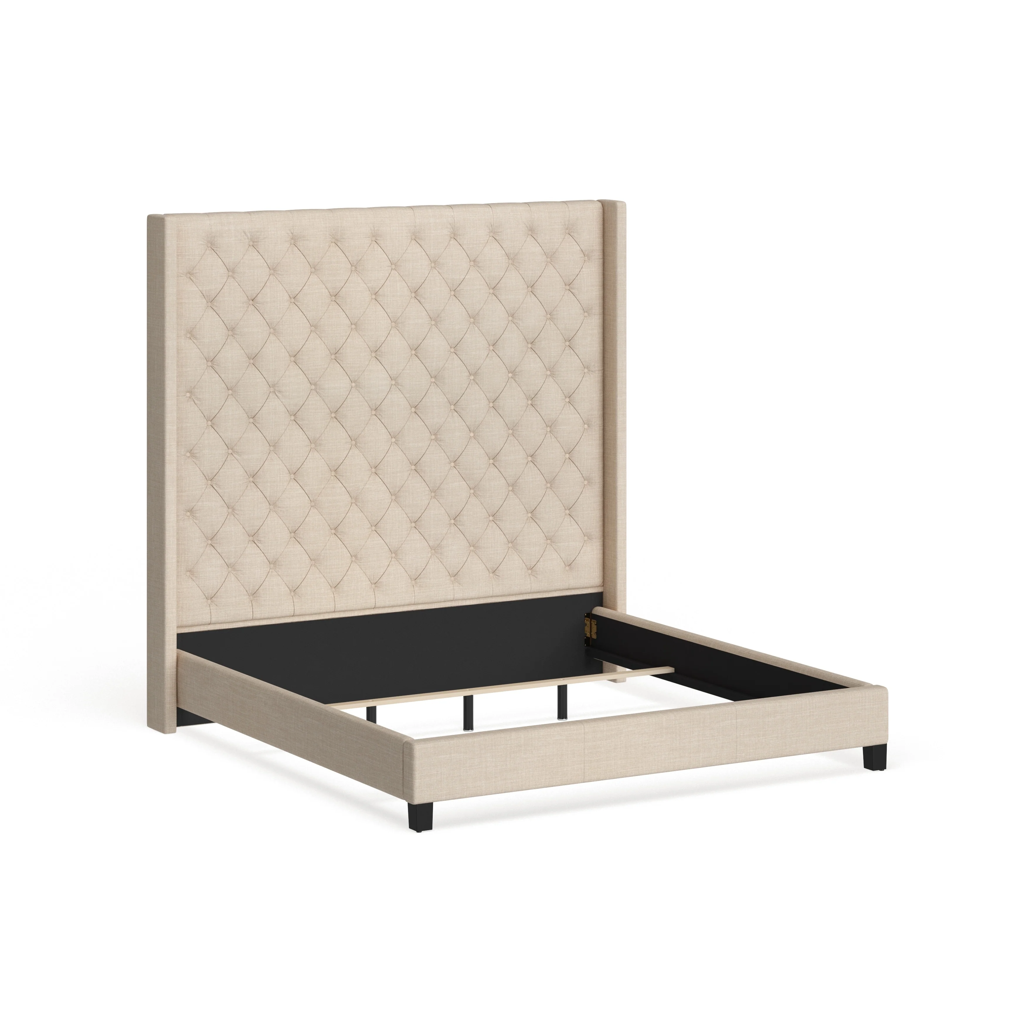 Naples Wingback Button Tufted High Headboard Bed by iNSPIRE Q Artisan