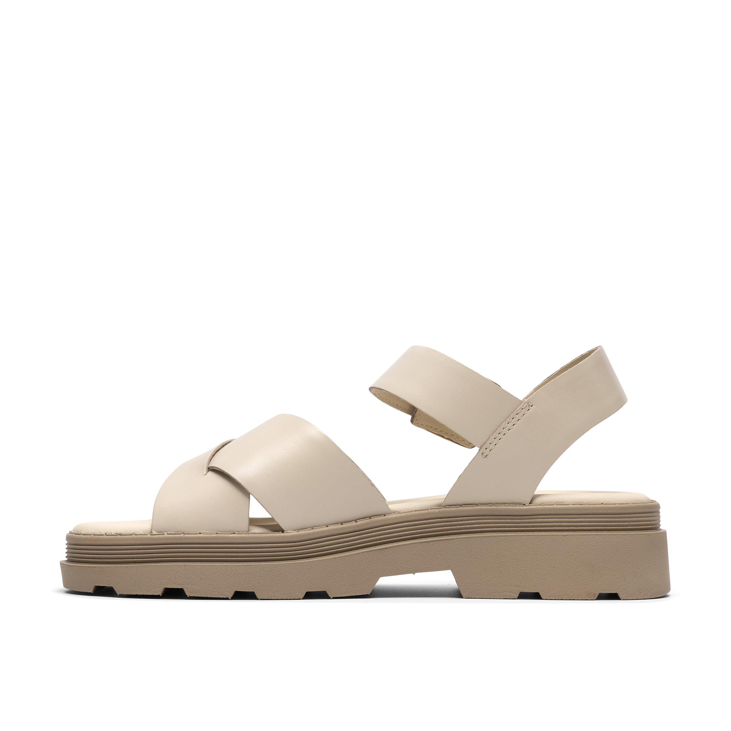 Clarks Orinoco3 Cross Cream Leather Flat Sandals