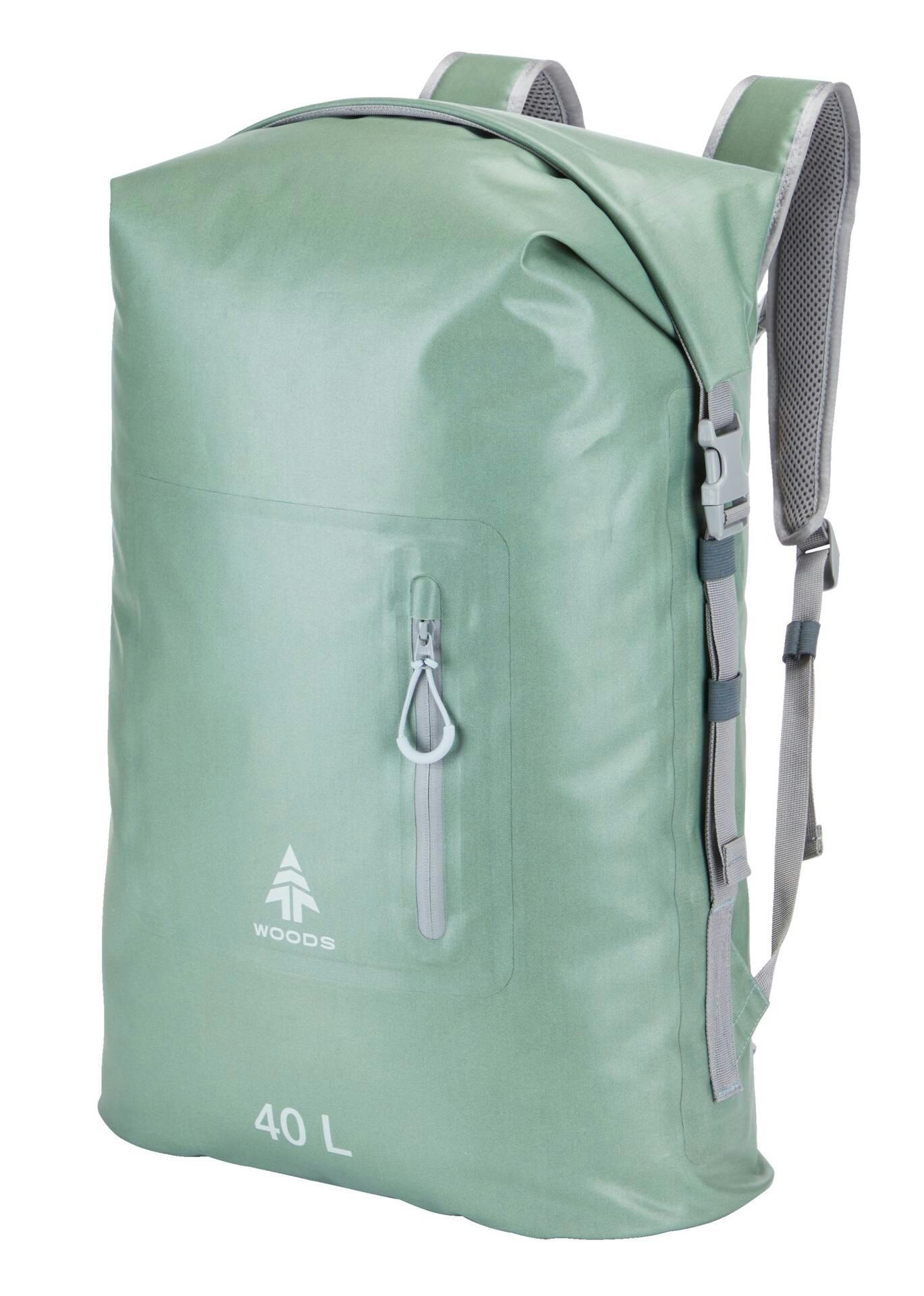 Woods Portage Roll Top Waterproof Dry Backpack For Camping/Hiking/Canoeing/Kayaking, 40-L