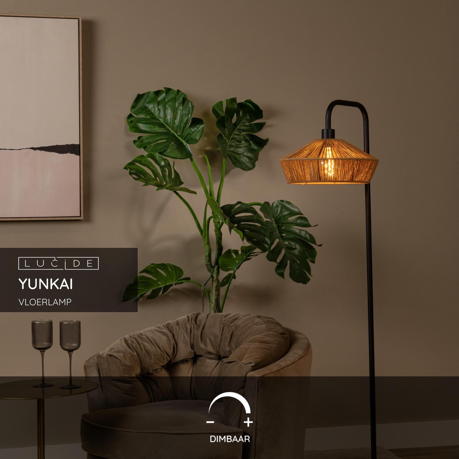 Lucide YUNKAI Vloerlamp - Naturel