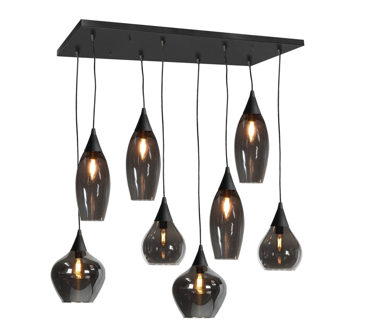 Highlight hanglamp Cambio - 8 lichts - 95 x 160  cm - zwart
