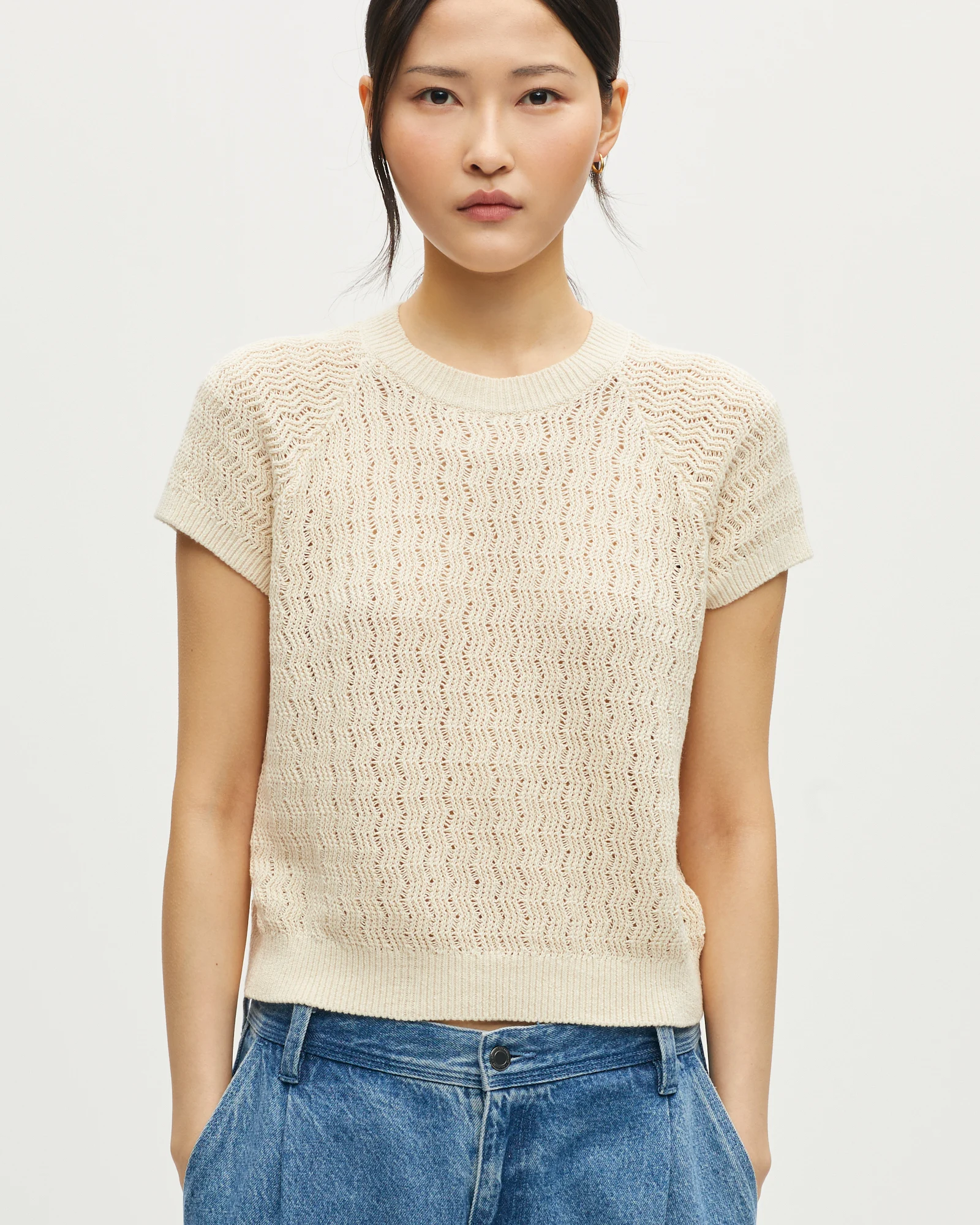 Pull manches courtes en lin