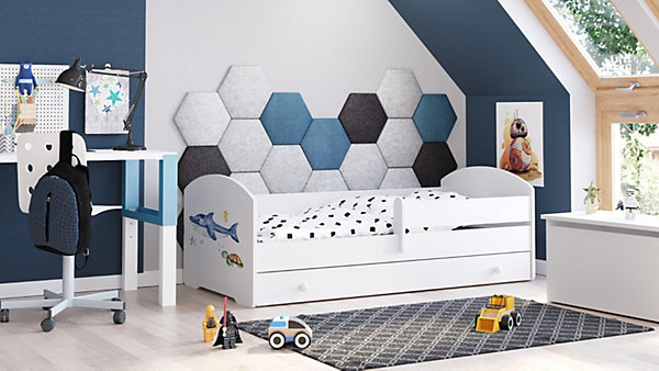 Lit d'enfant LUK avec tiroir et tringle 140x70 Shark