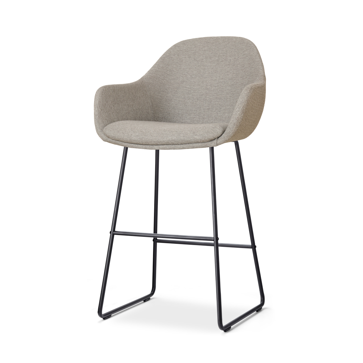 Nolon Nino-Mae Barkruk Warm Grijs - met Armleuning - Zwart - 65 cm