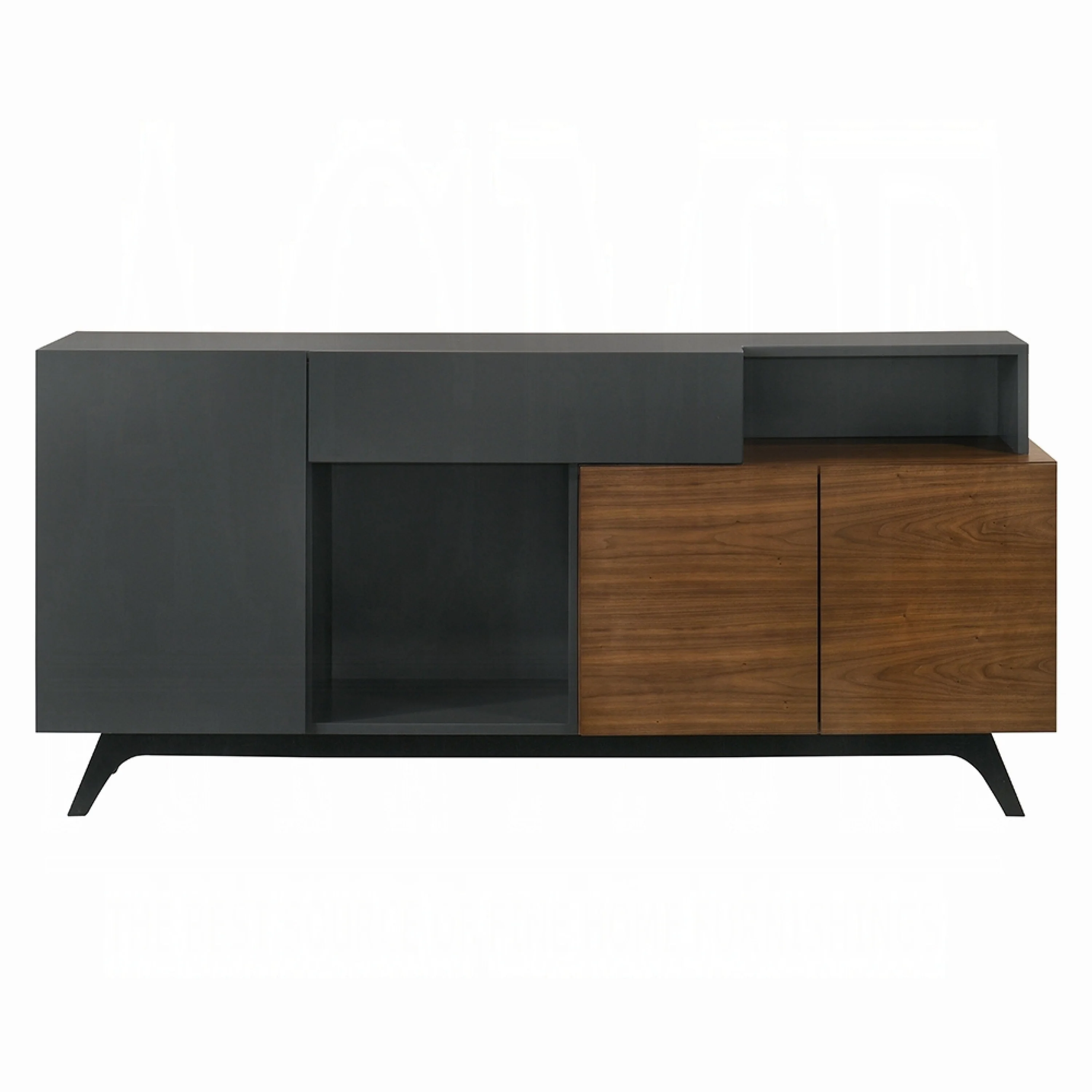 Diny Sideboard Buffet Console, Sliding Door, Black and Brown 67 Inch