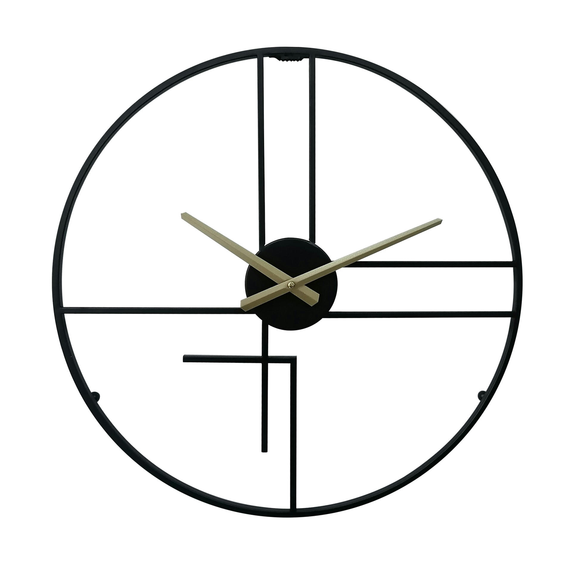 - Horloge murale ronde en métal noire et dorée Ø 50 cm