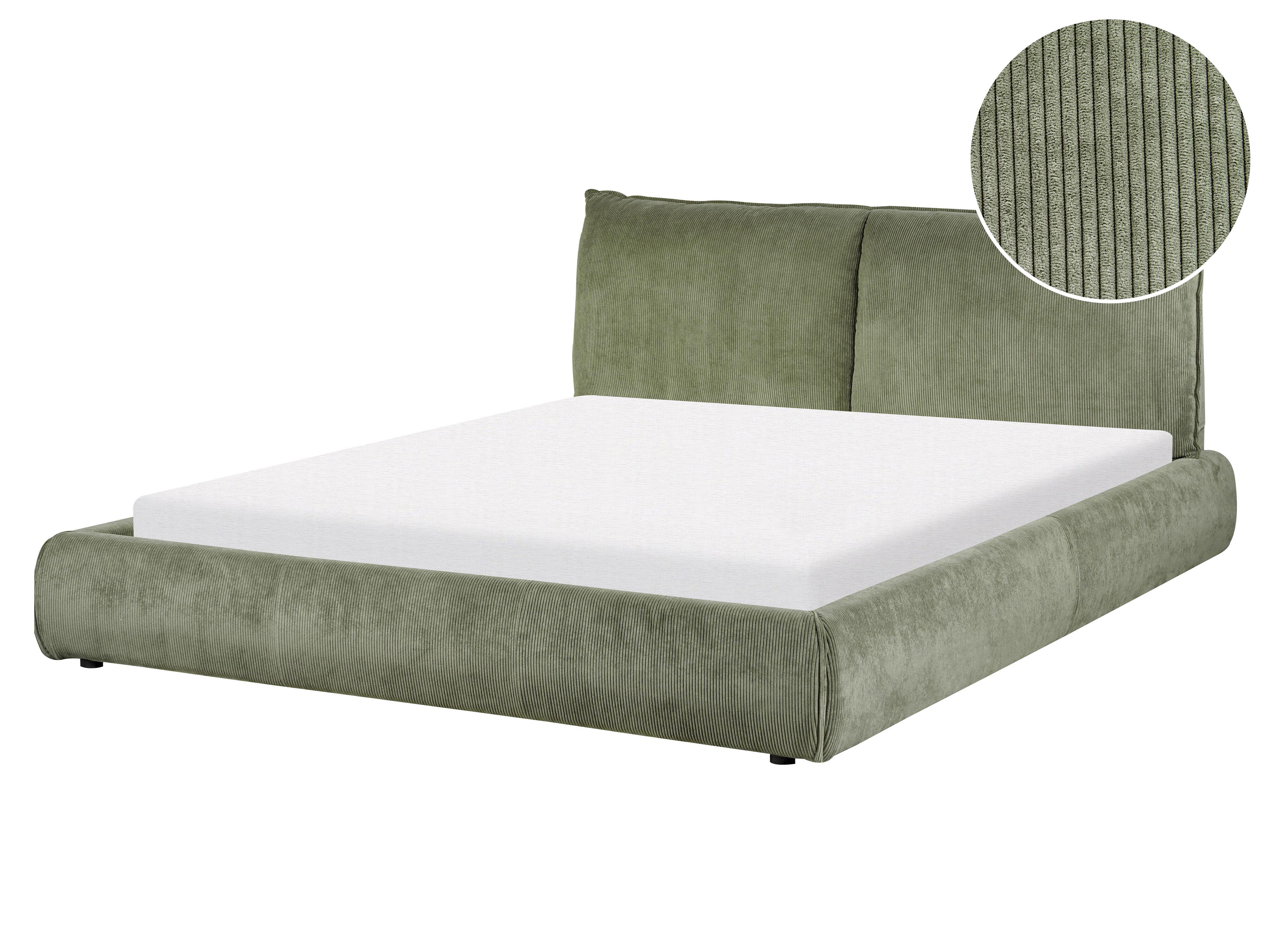 Bed Corduroy VINAY 160 x 200 cm (EU King Size) Olive Green
