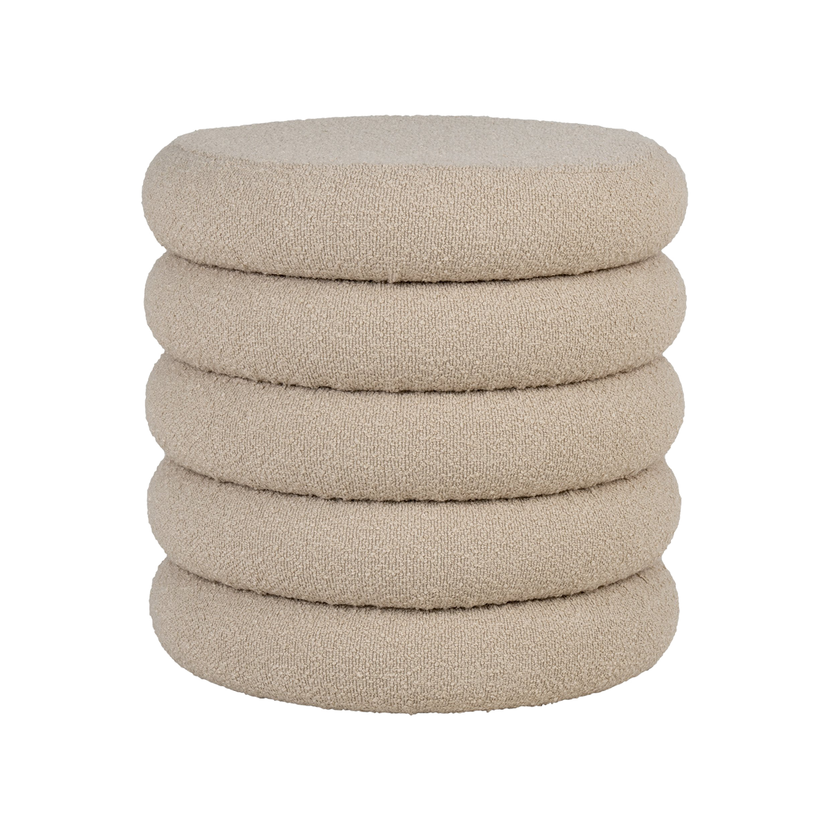 Artichok Willemijn poef bouclé beige - met opbergruimte - Ø 44 cm
