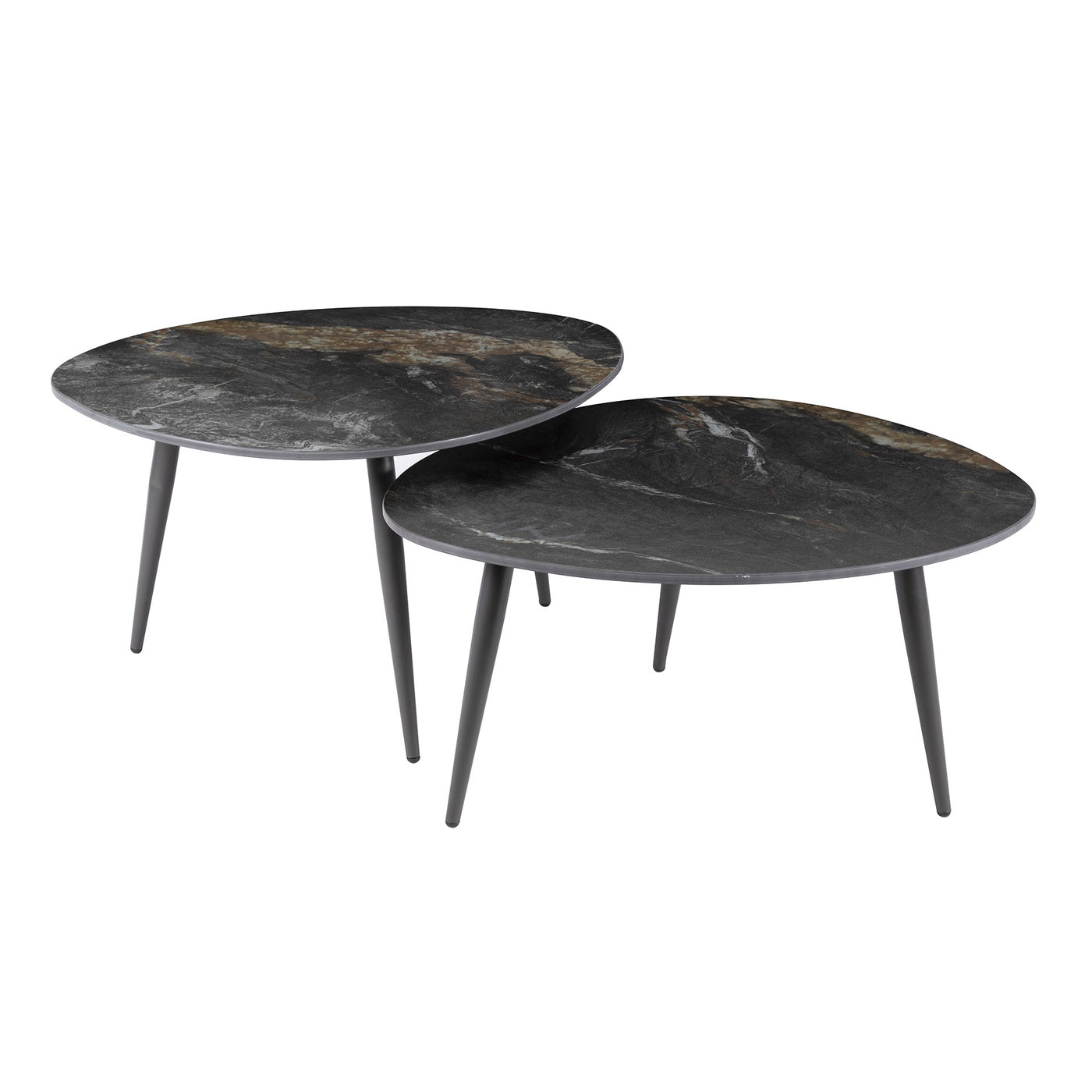 Giga Meubel Salontafel Fossil - Zwart Keramiek - Set van 2 - 70x58x40cm