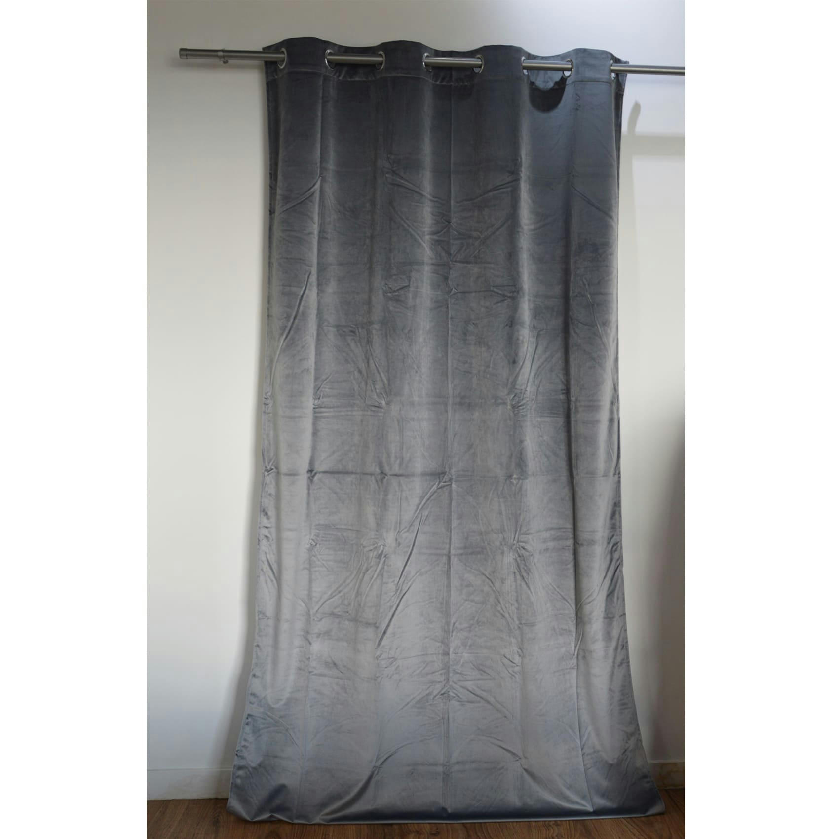 - Rideau en velours occultant polyester gris foncé 140x260 cm