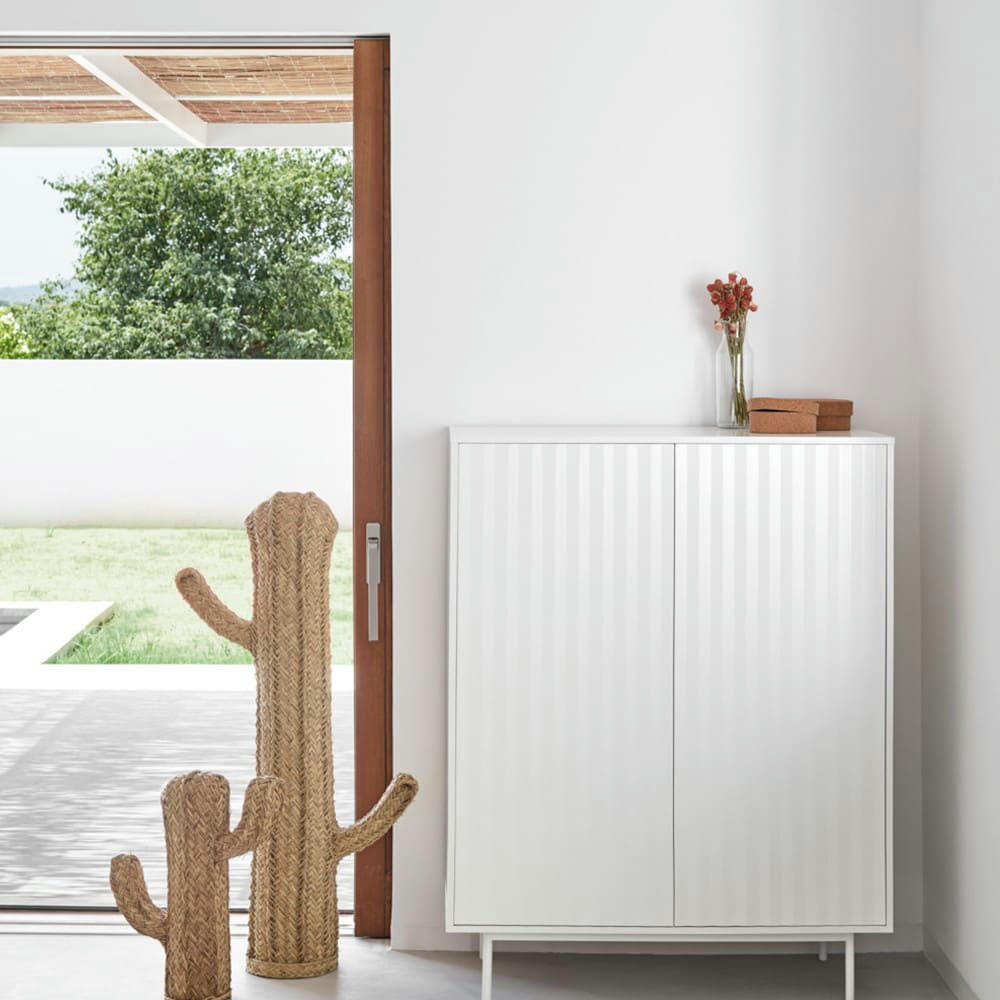 SIERRA - Buffet haut en bois 2 portes 2 tiroirs blanc