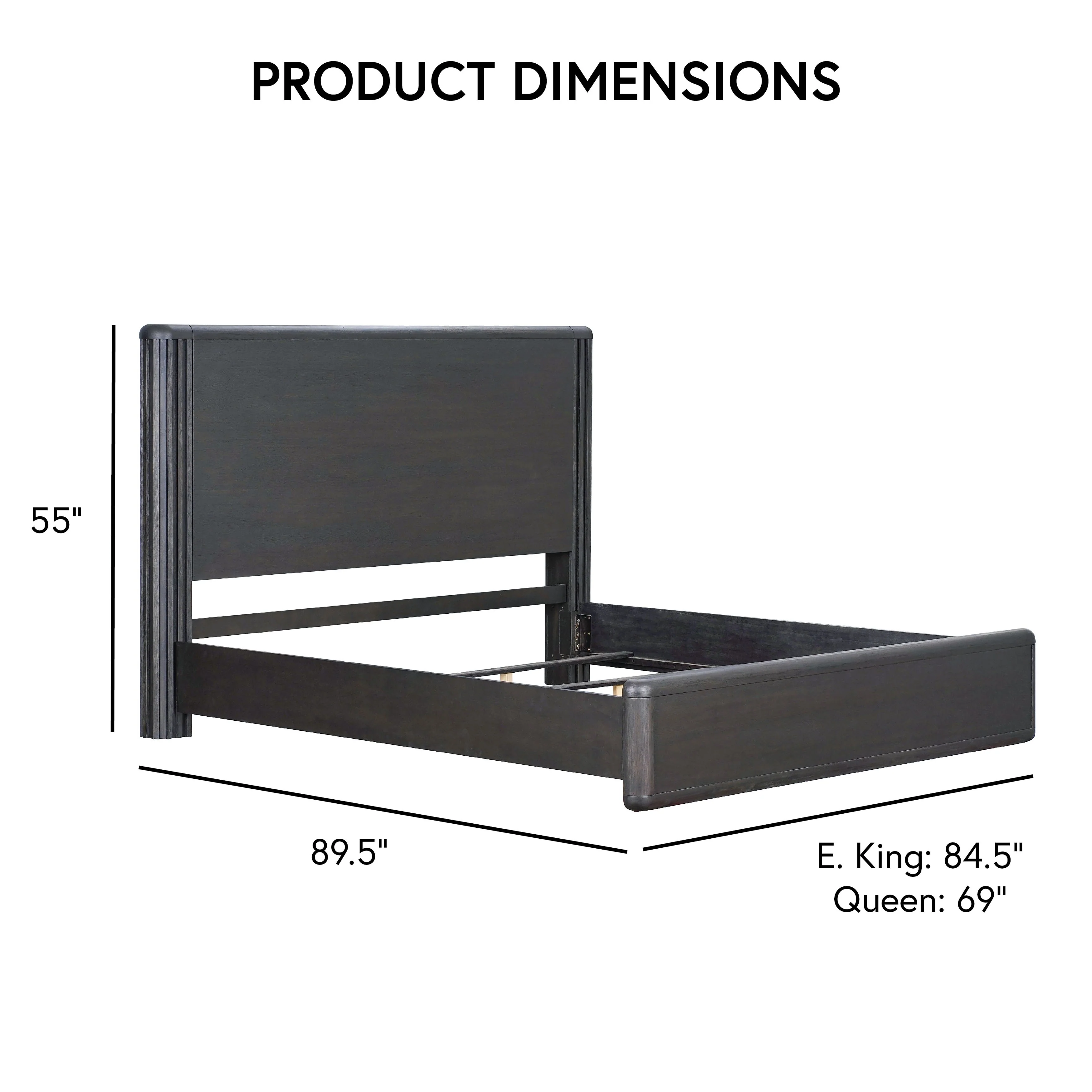 Furniture of America Caelan II Modern 5-Piece Black Solid Wood Panel Bedroom Set