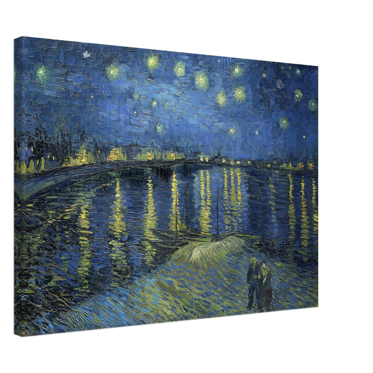 Artfulprints Canvas Vincent van Gogh - Starry night over the Rhône canvas - 70x50 cm - Blauw