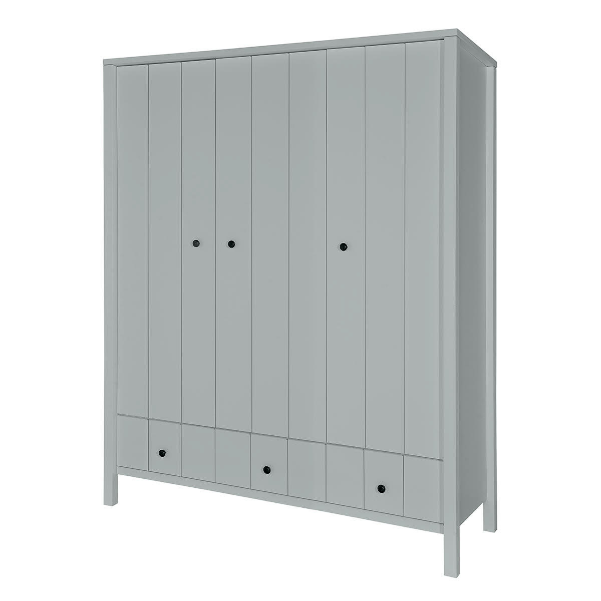 ALLPIN - Armoire 3 portes 2 tiroirs gris