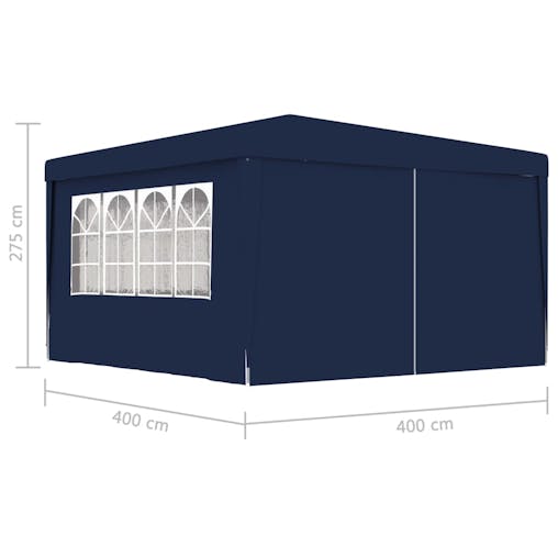 NNEVL Professional Party Tent with Side Walls 4x4 m Blue 90 g/m&sup2;