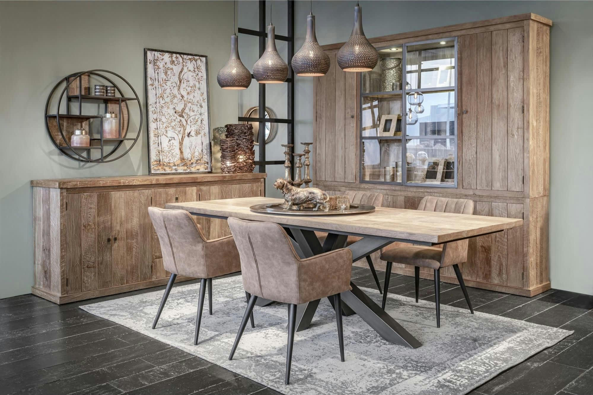 LINAS - Table à manger rectangulaire en bois et métal L200