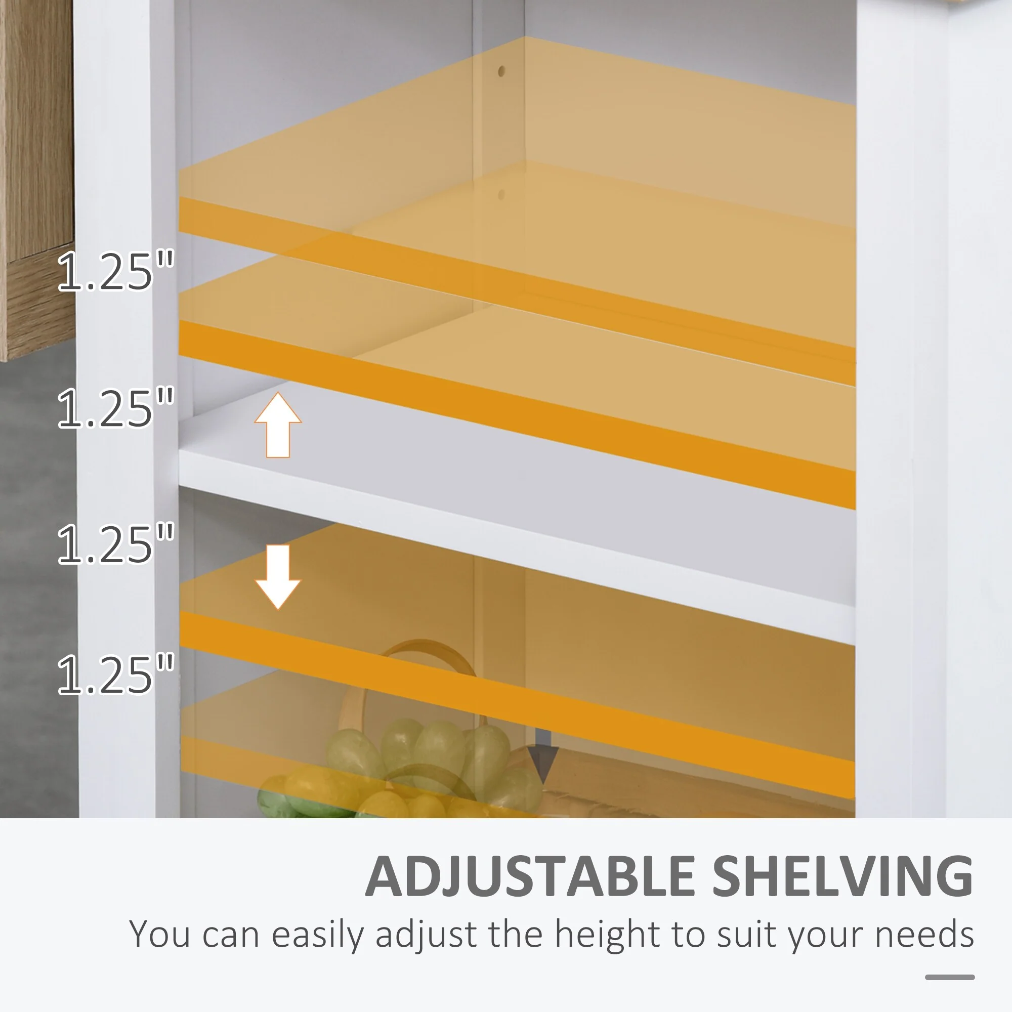 47 Fluted-Style Wooden Kitchen Island(no include stool)