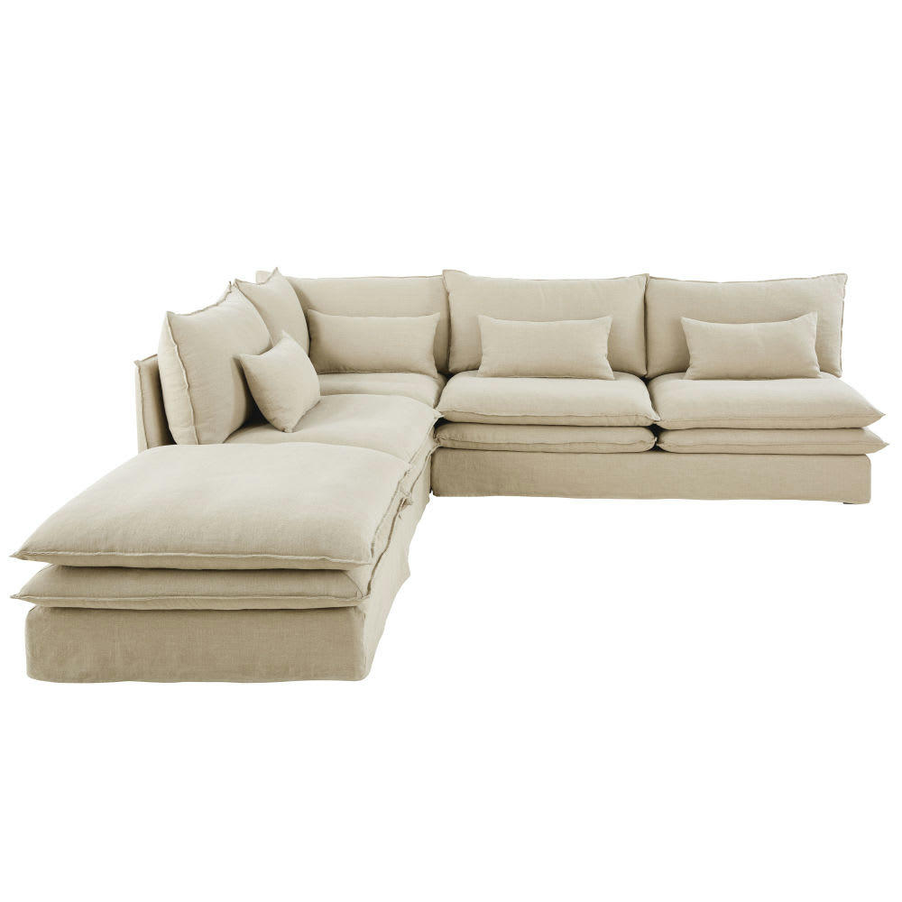 Pompei - Pouf pour canapé modulable en lin