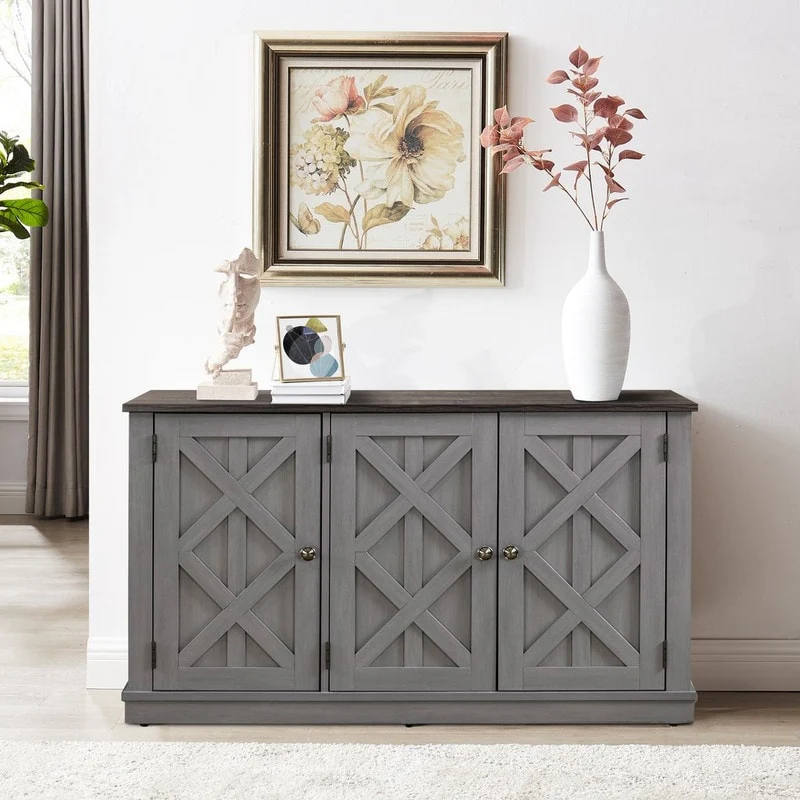 48 Rustic Wood Finish Buffet Cabinet with 3 Doors - Ample Storage - 48 in Width