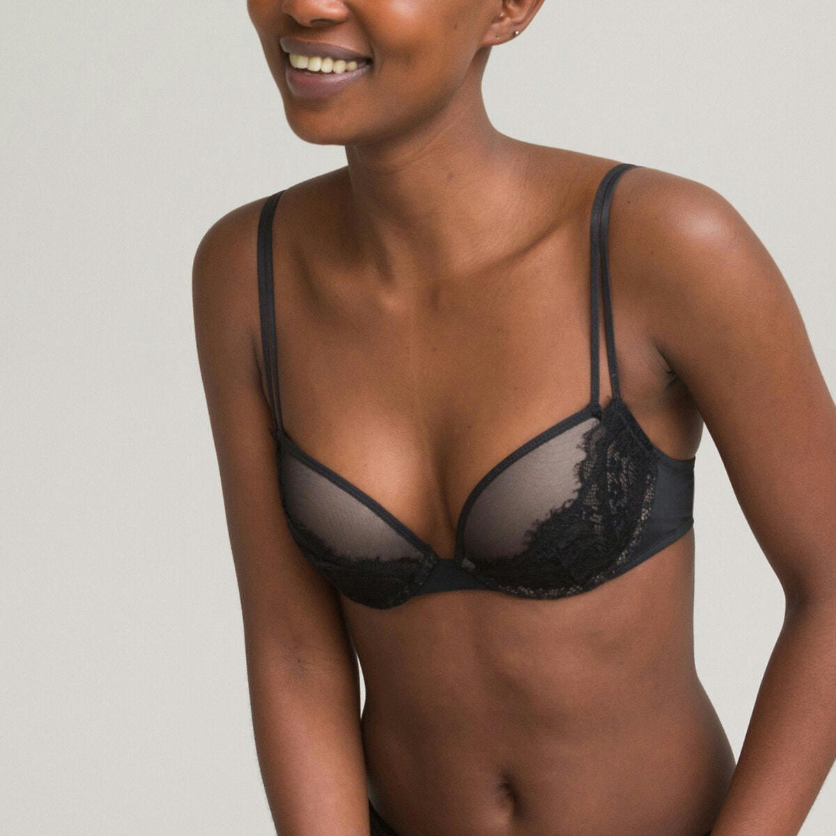 Soutien-gorge push-up en dentelle et microfibre