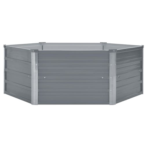 NNEVL Raised Garden Bed 129x129x46 cm Galvanised Steel Grey