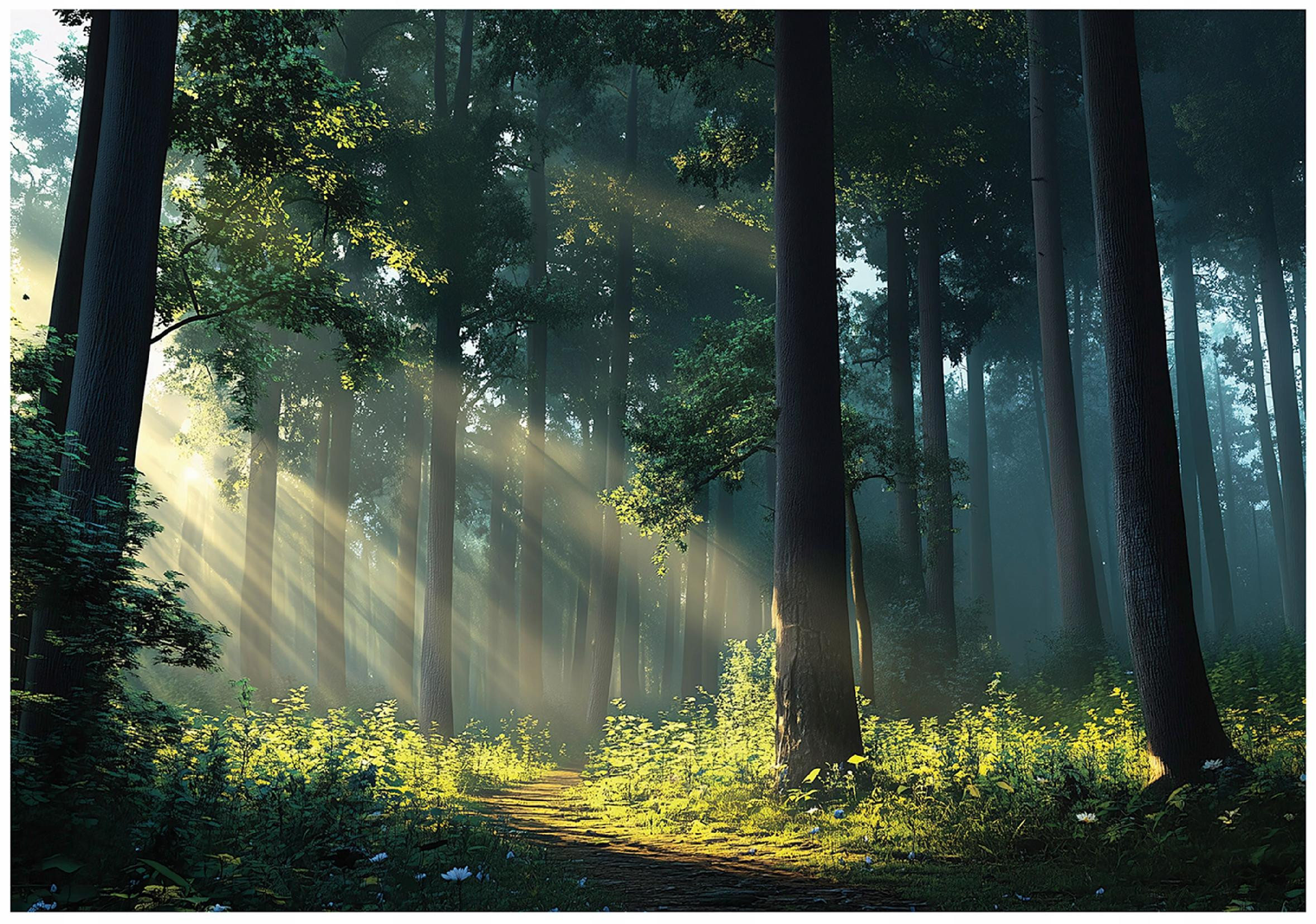 Fototapeta Las Słońce Drzewa 3D Natura Na Ścianę Sypialnia Salon 250X175