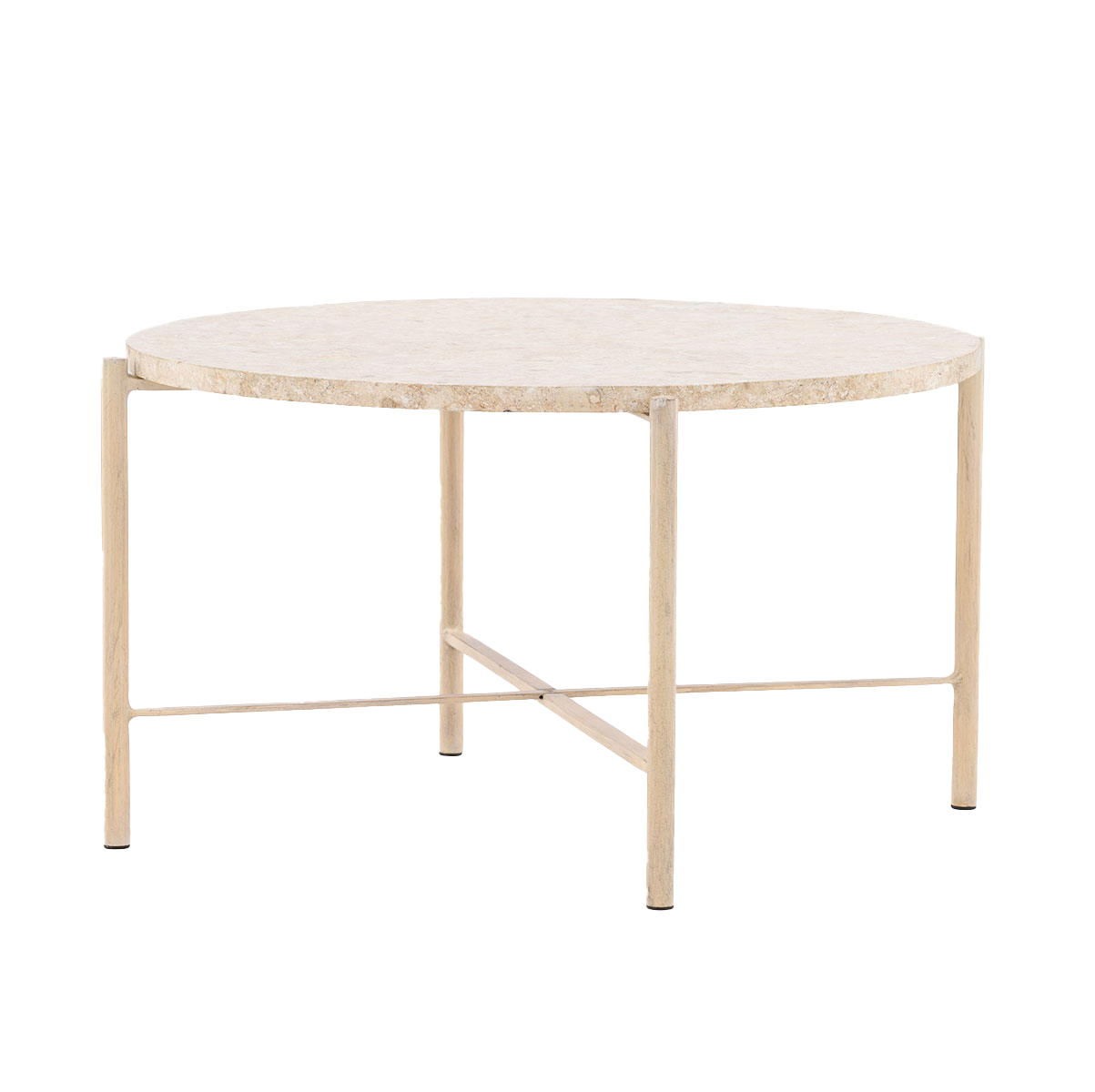 Nest living Thora Ronde Bijzettafel met Stenen Blad - Beige - Ø 40cm
