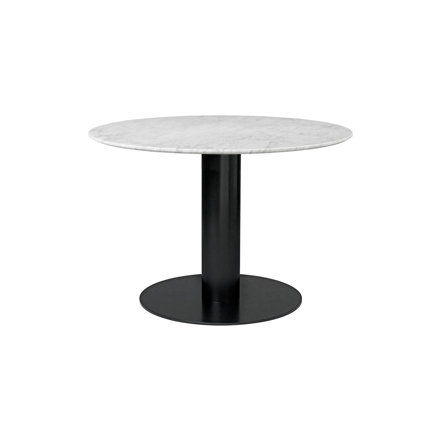 GUBI 2.0 Round Dining Table, white carrara marble/black