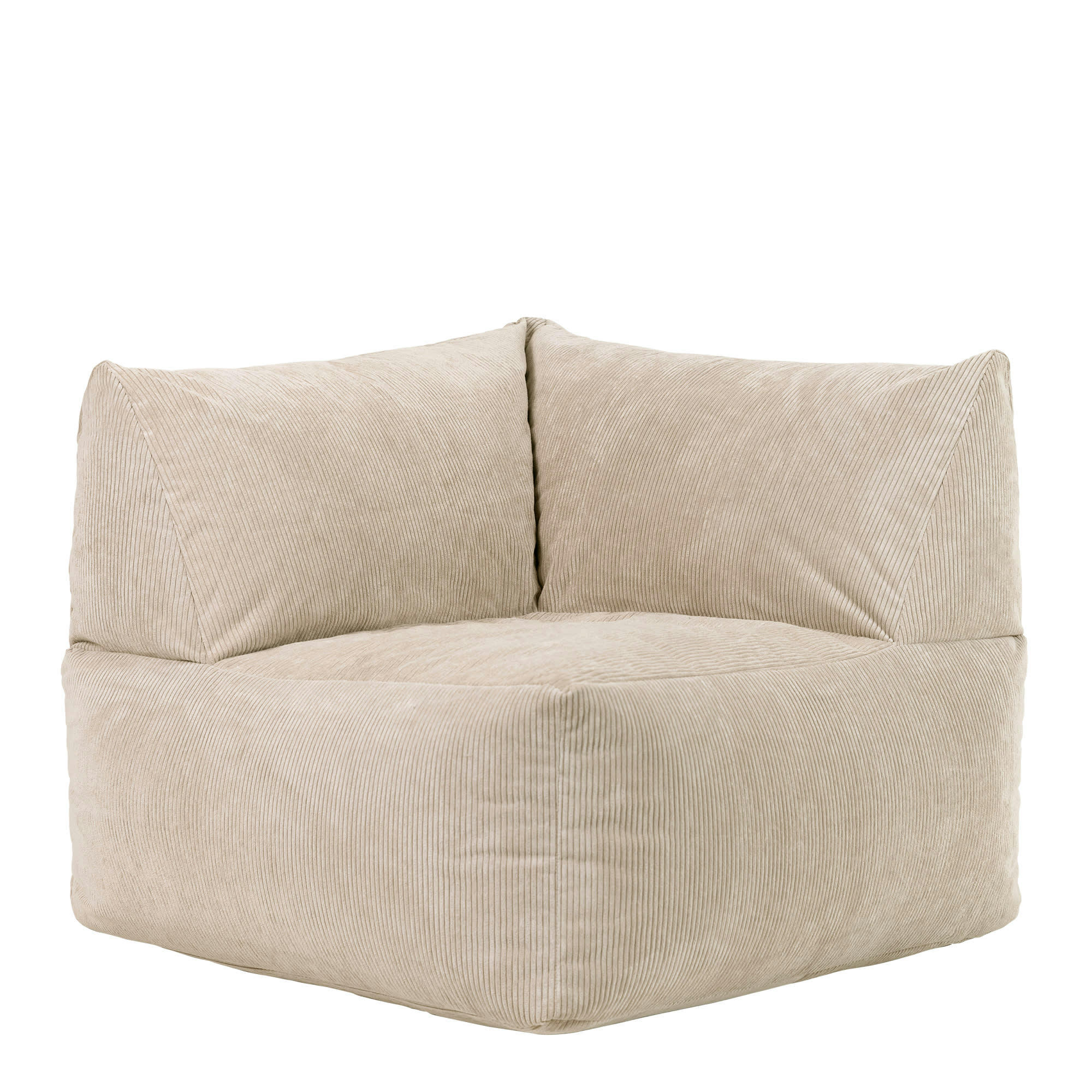 TETRA - Pouf angle modulable velours côtelé beige galet