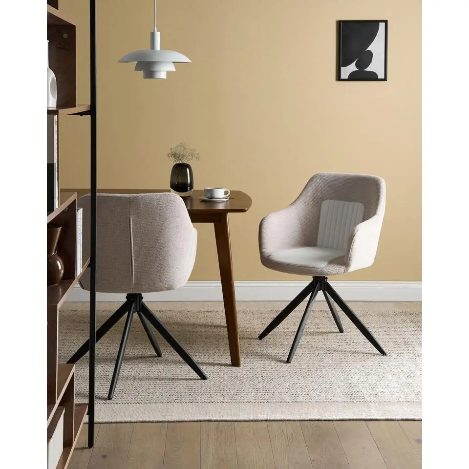 LIKELY - Eetkamerstoel set van 2 - Lichtbeige - Kunstleer