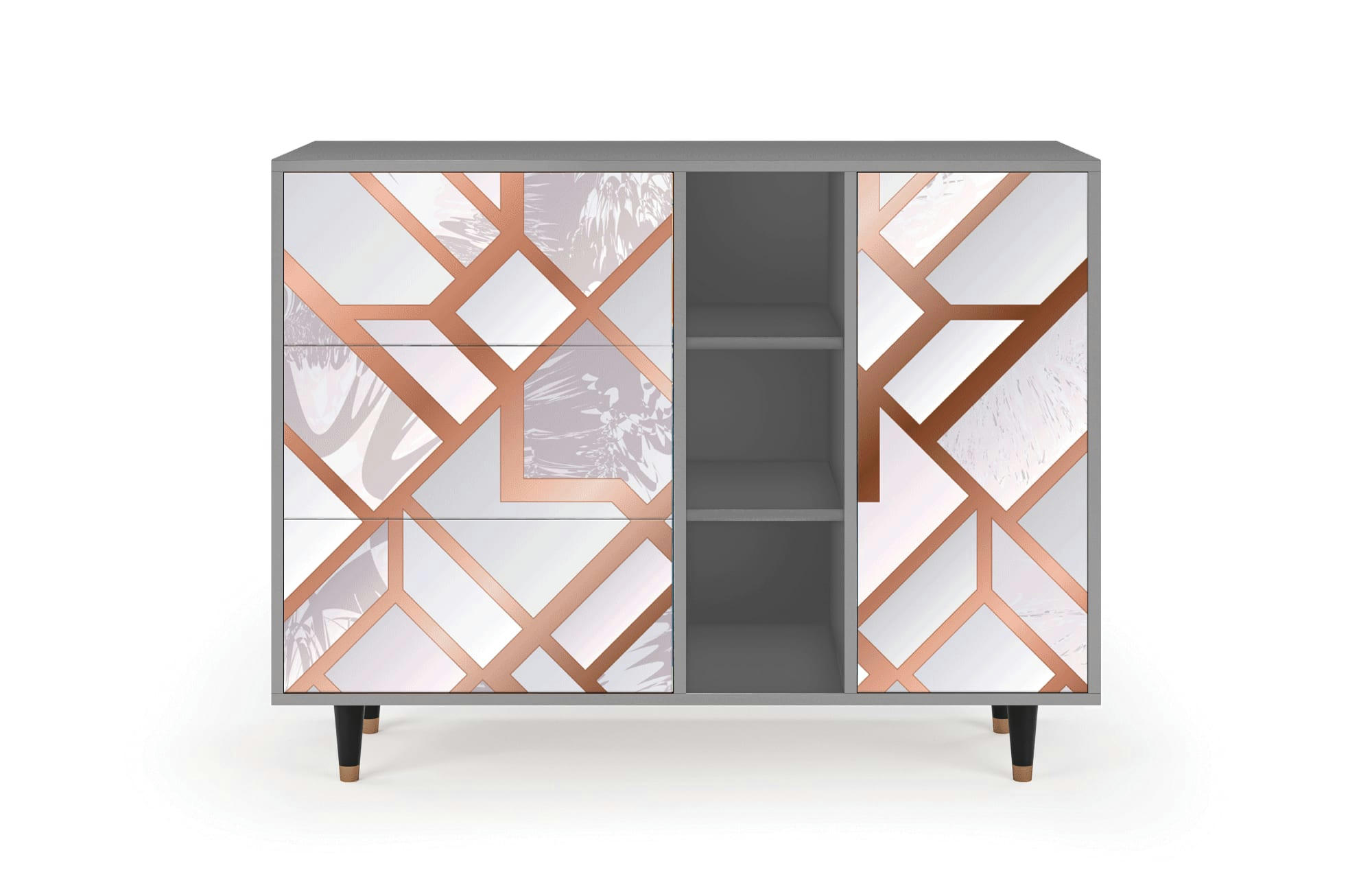 PASTEL FAIRYTALE - Buffet  rose clair 3 tiroirs et 1 porte L 125 cm