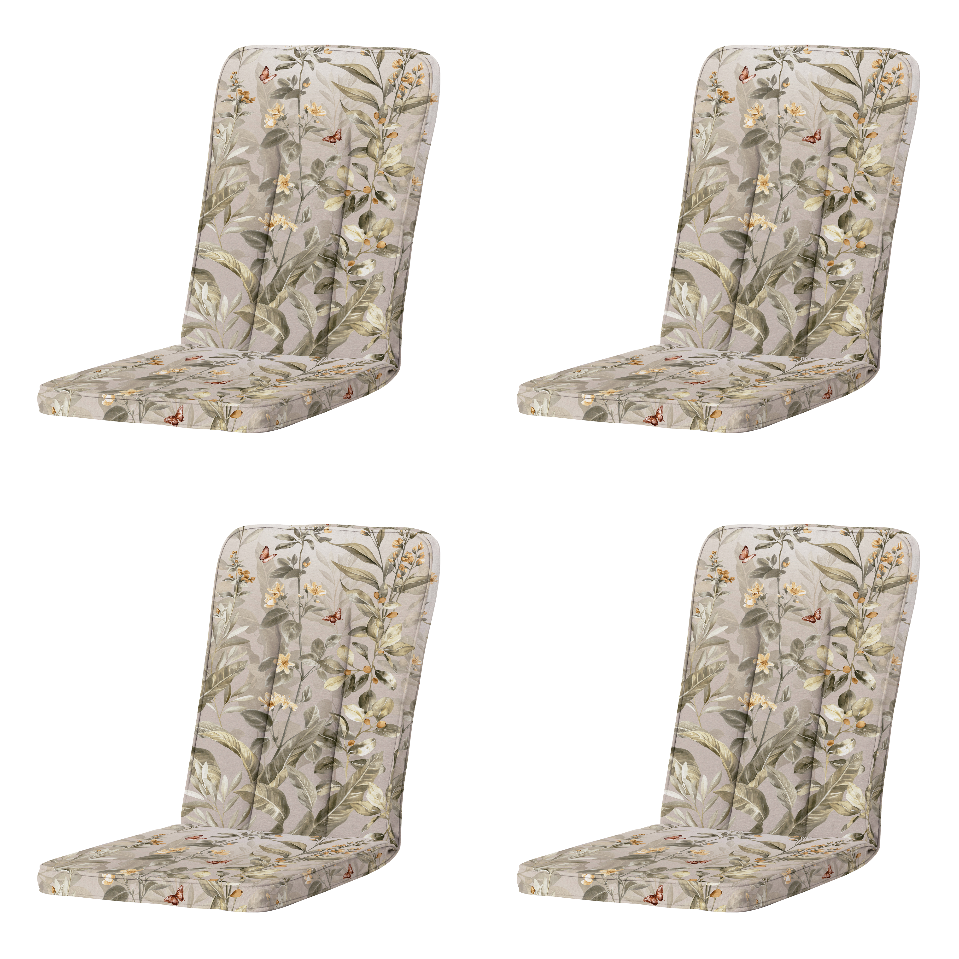 Madison tuintstoelkussen hoge rug Elisa - multikleur - 100x48x6cm - set van 4