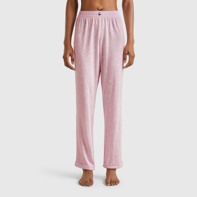 Patterned trousers in viscose blend