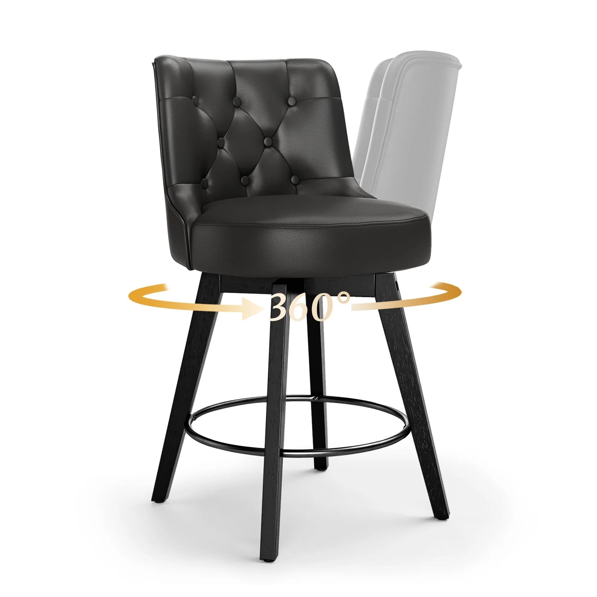 LUE BONA 26 Counter Height Swivel Bar Stools with Solid Wood Frame Set of 3 - 26 H