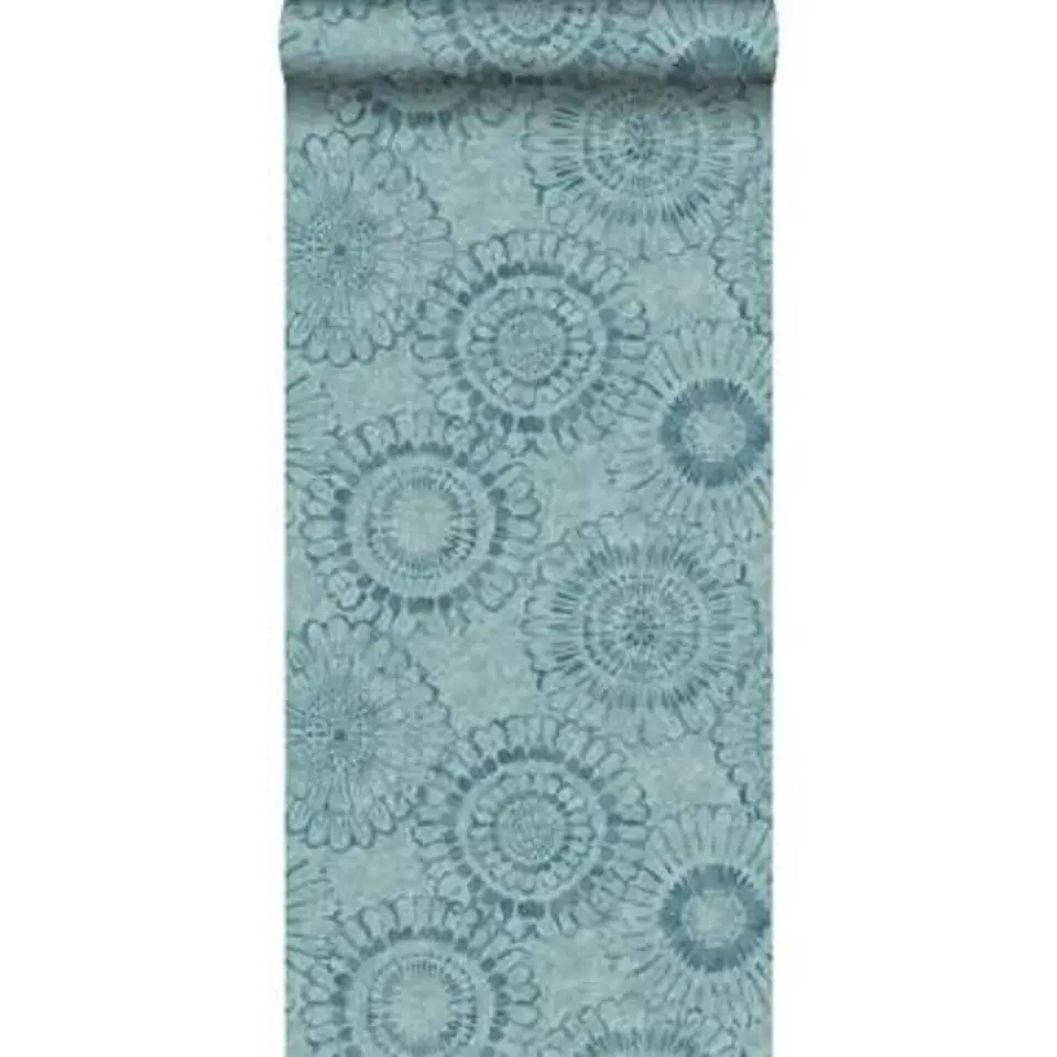 ESTAhome behang - bloemen - aqua groen - 53 cm x 10,05 m