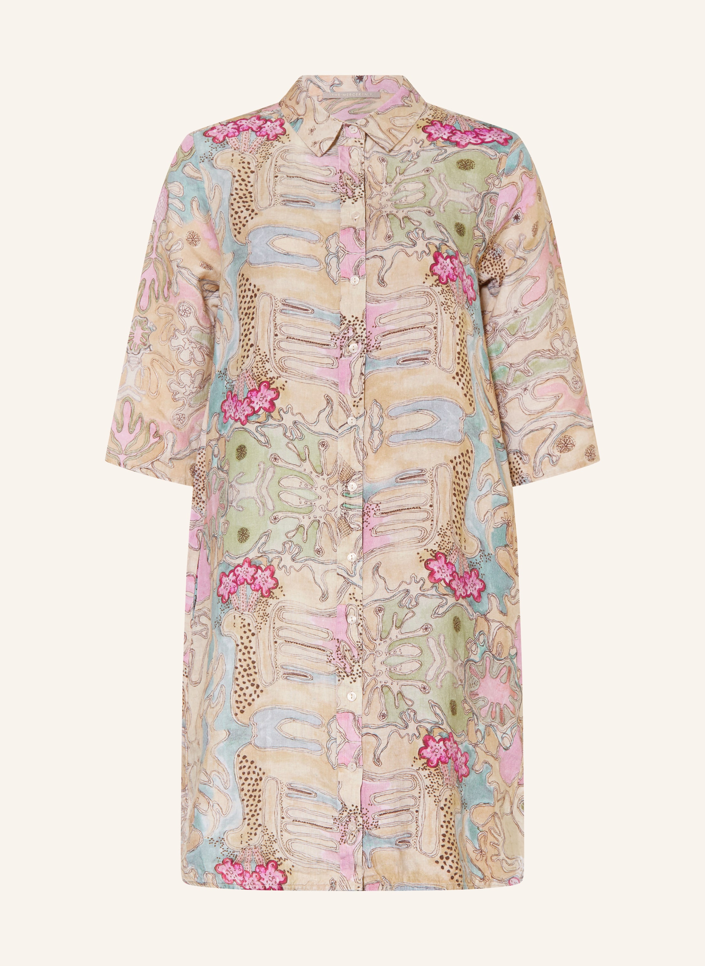 (THE MERCER) N.Y. Hemdblusenkleid aus Leinen mit 3/4-Arm