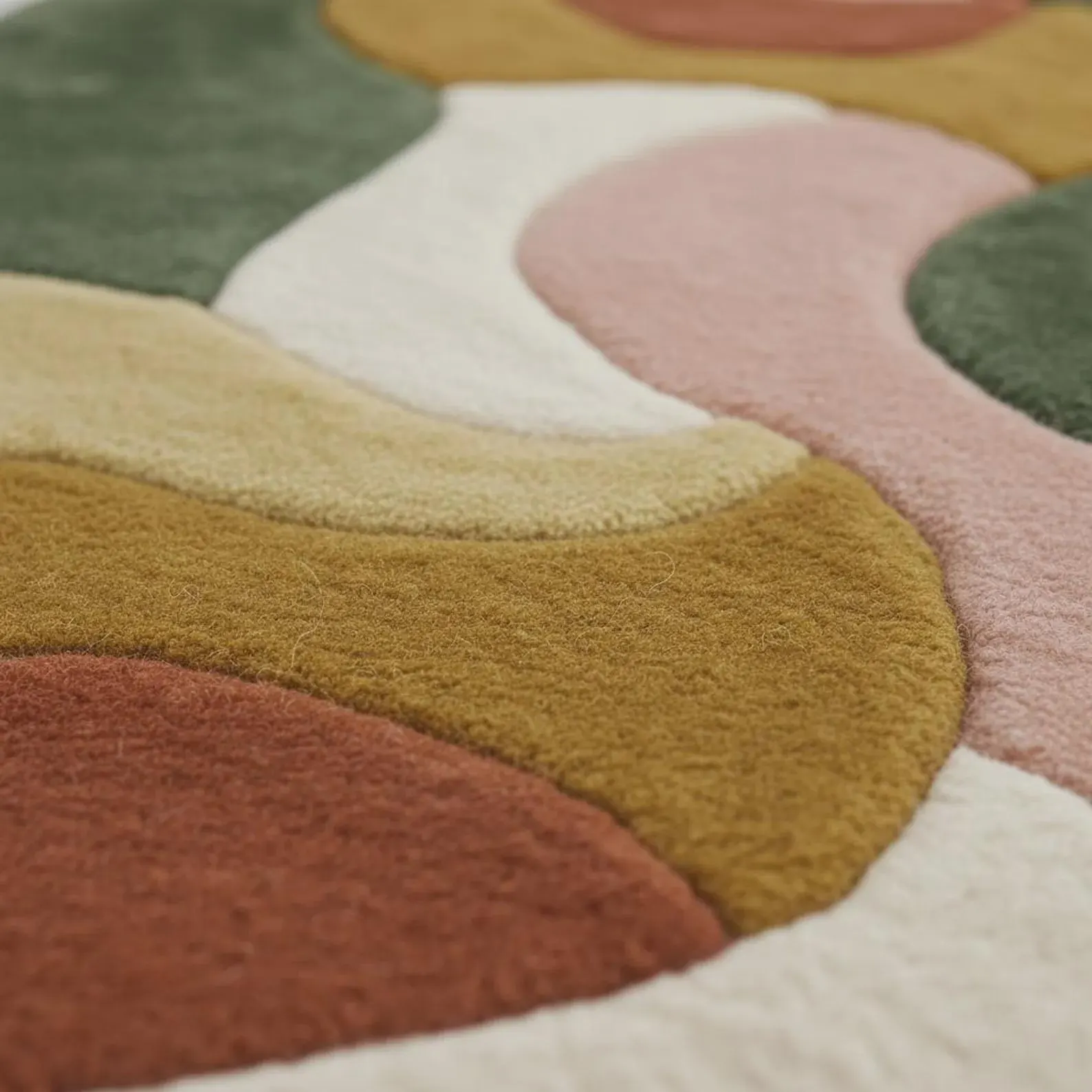 Abstract Area Rug, Organic Modern Rug, Hand Tufted Wool Rug, Olive Green Rust